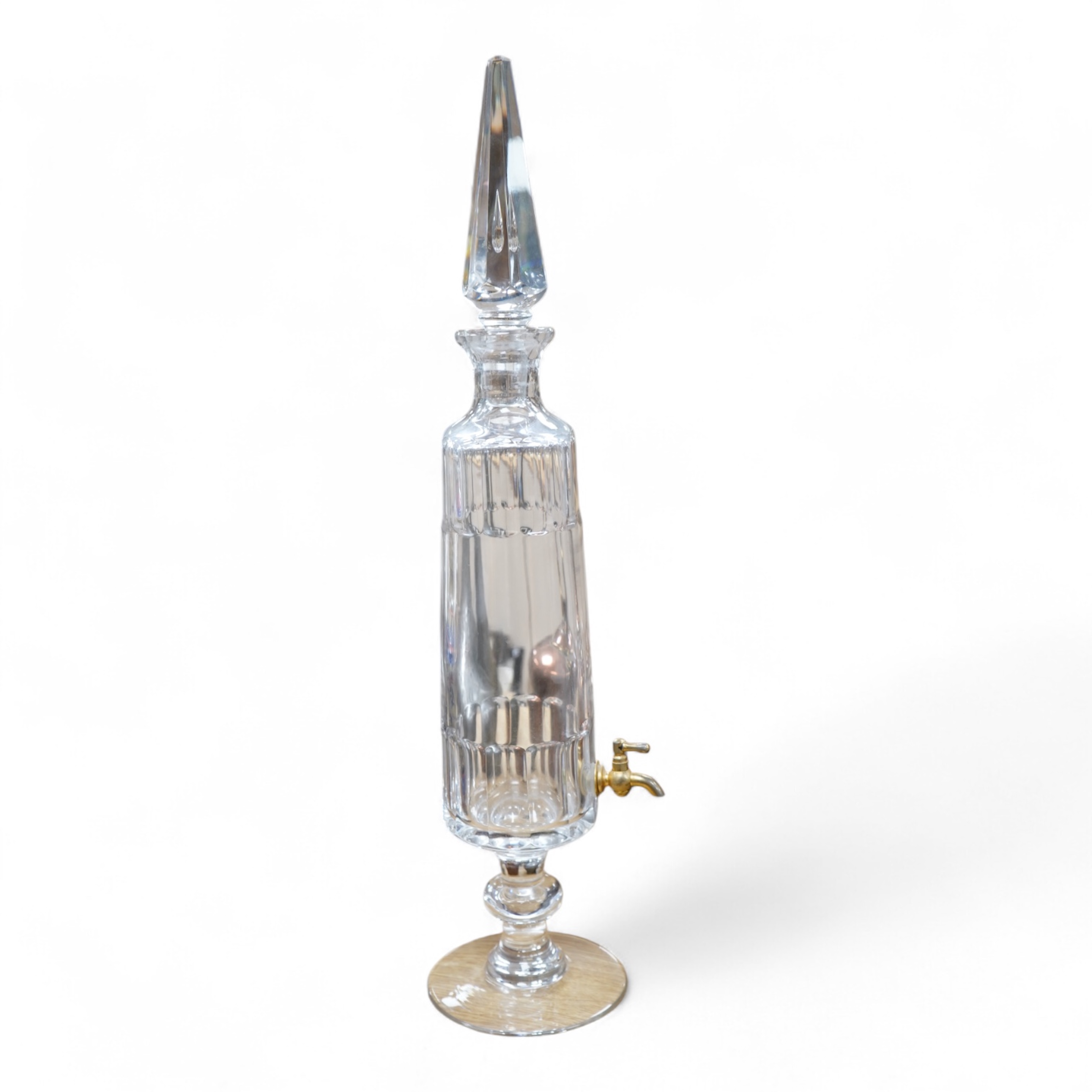 Val Saint Lambert glass whiskey dispenser, 55.5cm